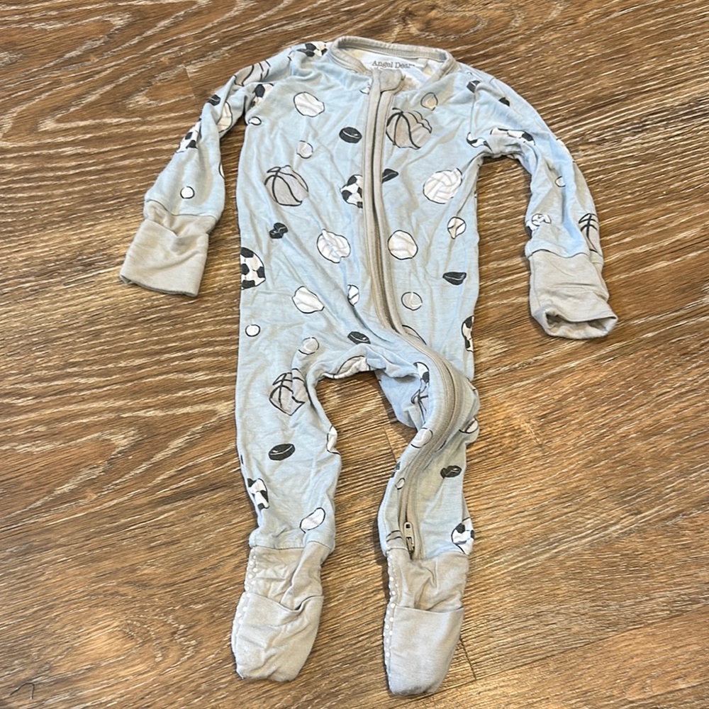 Angel Dear Blue and Gray Footies with Panda Print